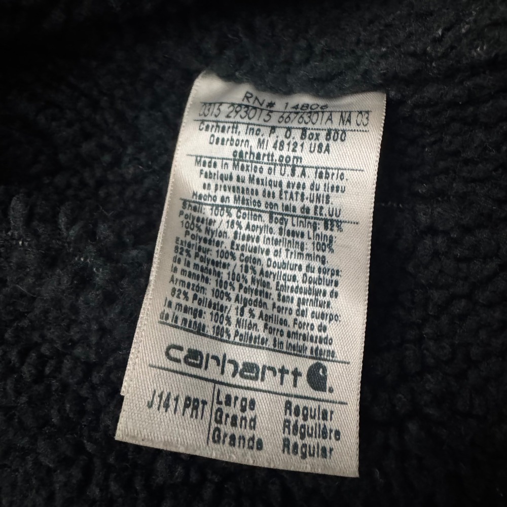 Carhartt Sherpa Lined Hooded Jacket J141 PRT Distressed Faded Grunge Large - Picture 7 of 15